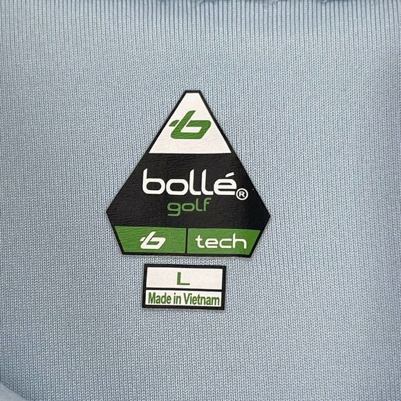 Bolle Golf Polo Mens Size L Blue Short Sleeve Striped Chest Quick Dry Collared - Picture 5 of 6